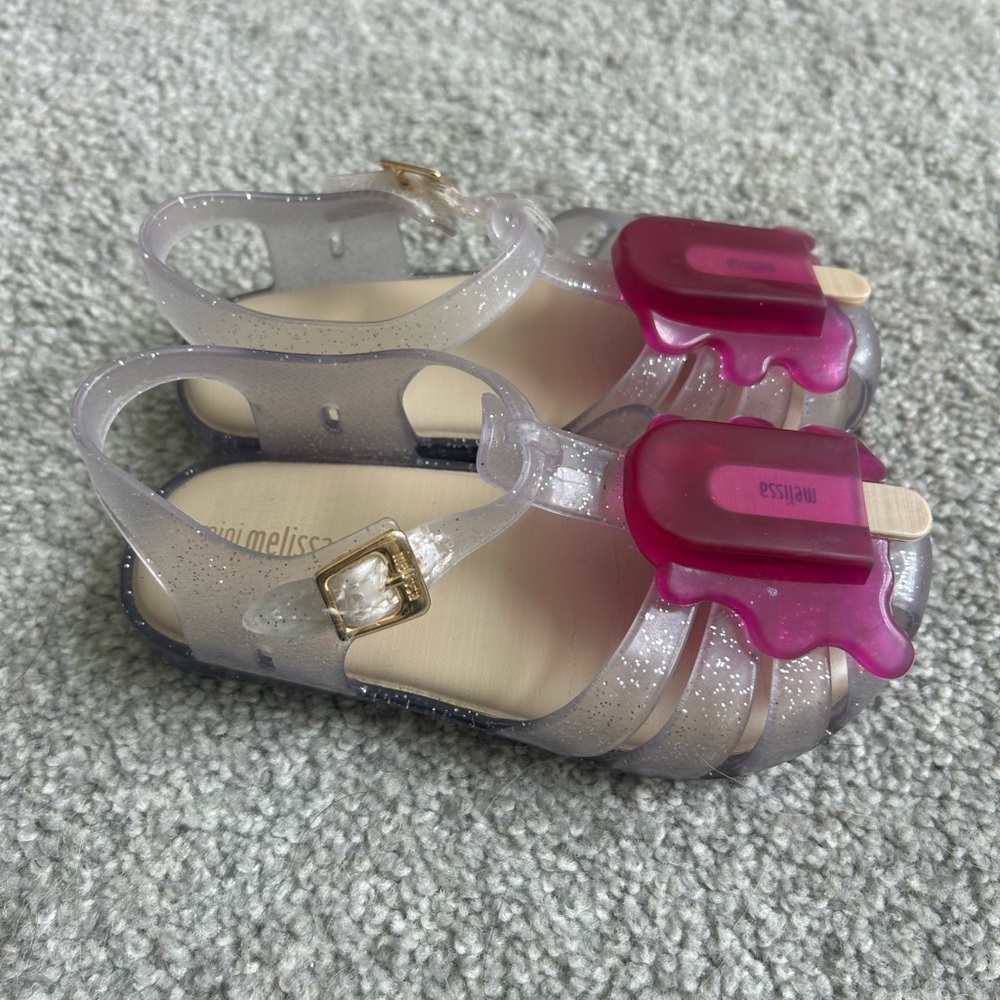 Mini Melissa Kids' Glittery Silver and Pink Sandals - Picture 2 of 6